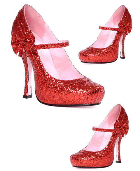 Ruby Leg Shoes, 4 Inch Glitter Heels Pump Mary Jane Shoes