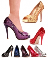 415-Flamingo Ellie Shoes, 4 Inch heels Pumps Open Toe Glitter Shoes