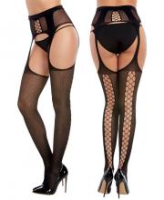 0371 Fishnet suspender garter pantyhose garter belt