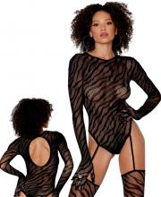 0420 Dreamgirl Zebra fishnet teddy bodystocking