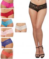 7177 Dreamgirl Panties Stretch lace open crotch short with satin bow