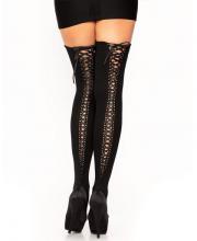 6289 Leg Avenue, Opaque thigh highs eyelet trim and satin lace up back