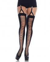 6635 Leg Avenue, Lace up illusion opaque thigh highs